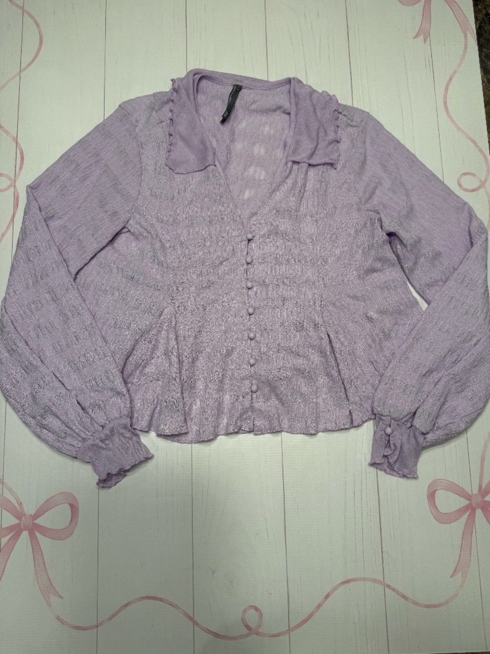 By Anthropologie Long Sleeve Button Front Textured Blouse Size Small